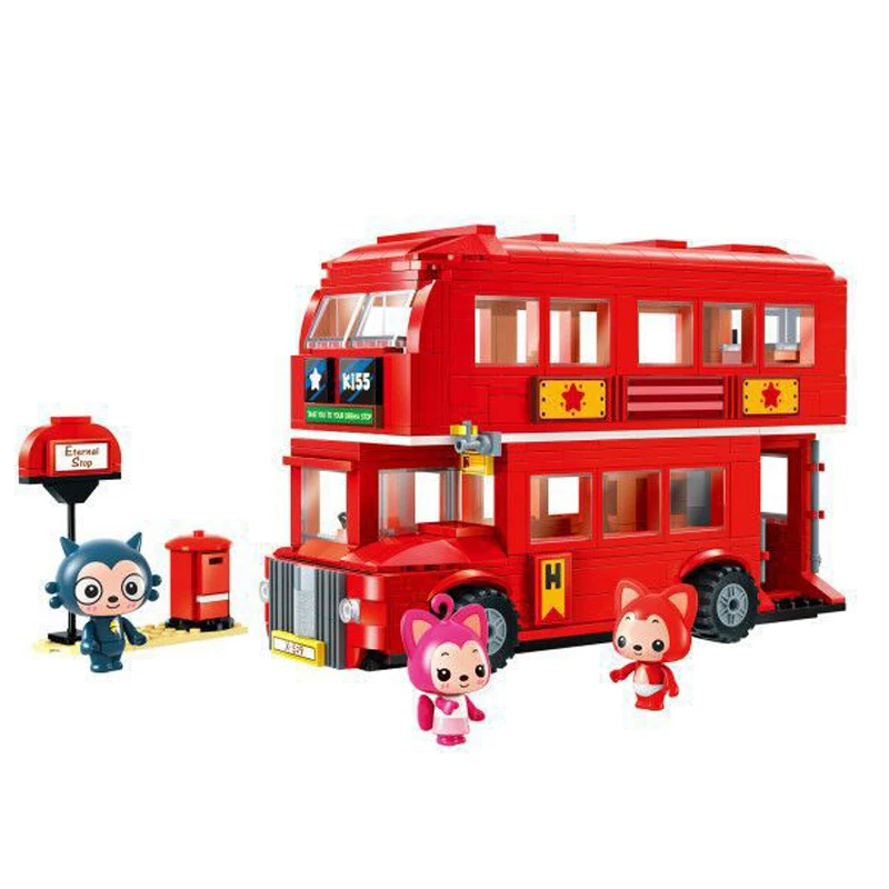 

606pcs New Educational Building Blocks Toy Compatible Friends Ring City Series Double-decker Red Bus Friends Bricks for Children