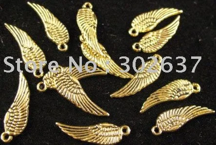 

FREE SHIPPING 180Pcs Antiqued gold tercel wing drops 17x5mm A1263G