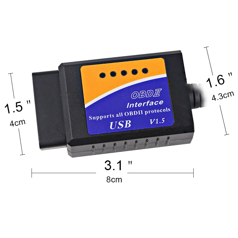 Urbanroad Авто диагностический инструмент сканирования ELM 327 USB Пластик версия V1.5 ELM327 Интерфейс USB OBD2/OBDII CAN-сканер шины для легковых автомобилей