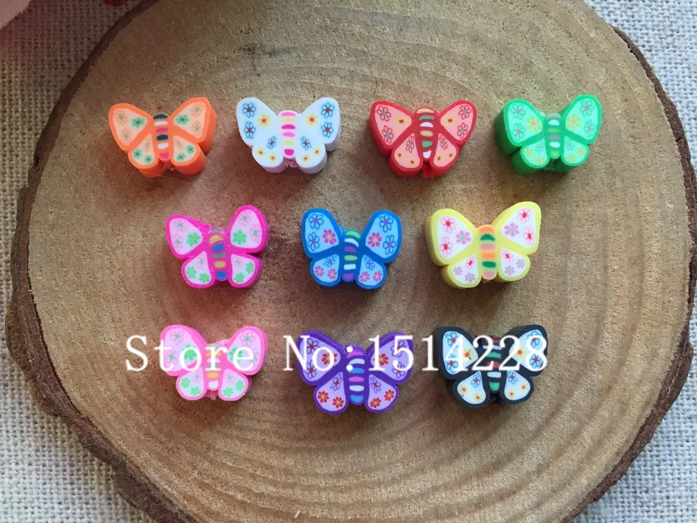 

Free shiping! Hot selling mixed 200pcs/lot polymer clay kawaii butterfly beads for home decoration,DIY