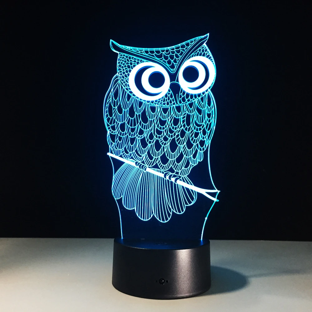 動物フクロウ犬猫馬ブル鹿ユニコーン恐竜イルカサメクラゲ蝶孔雀leapard 3d Ledランプの子供のギフト 3d Led Lamp Lamp Childrenled Lamp Children Aliexpress