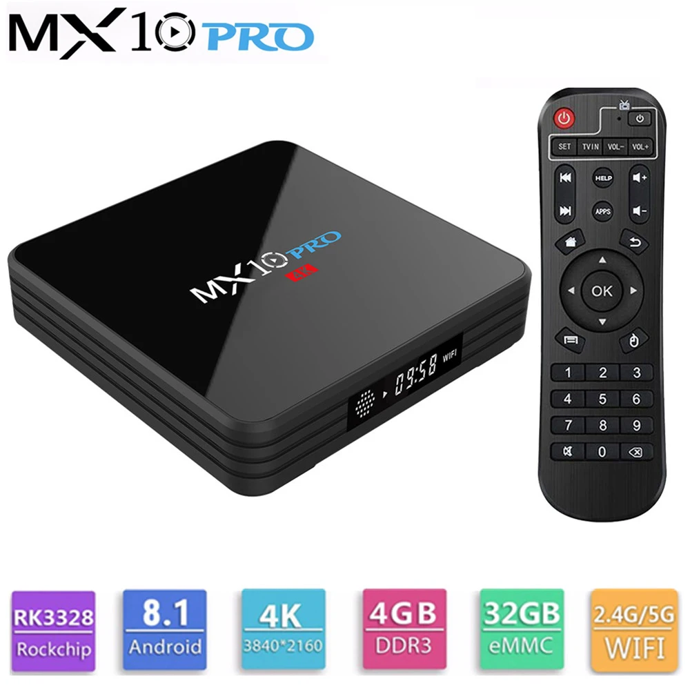 

MX10 PRO TV Box With Digital Display Rockchip 3328 Android 8.1 4GB 32GB 2.4G 5G WiFi Media Player BT4.1 Set Top Box