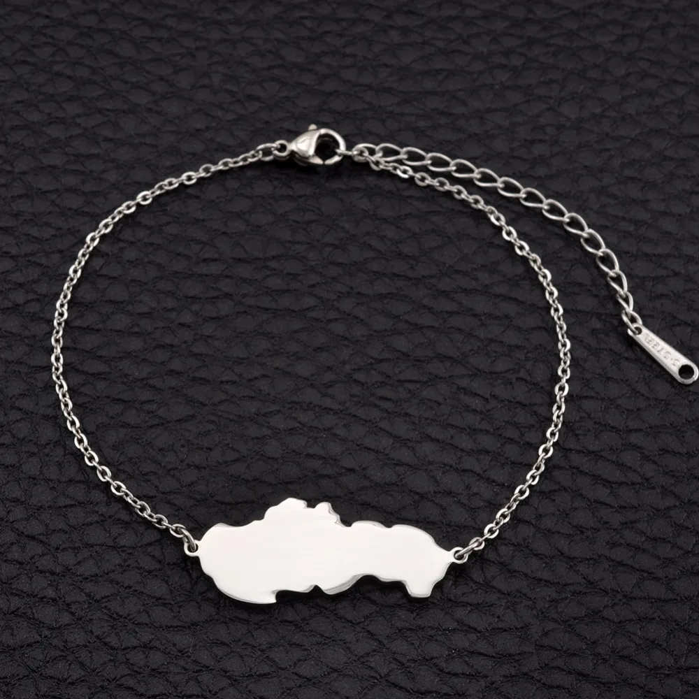 Anniyo, браслет с картой, для женщин, серебро, нержавеющая сталь, словенская карта ювелирных изделий#041721
