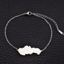Anniyo, браслет с картой, для женщин, серебро, нержавеющая сталь, словенская карта ювелирных изделий#041721