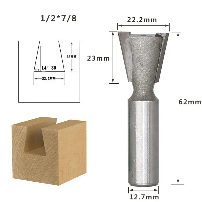 1 шт. 6,35/12,7 мм 1/" 1/2" хвостовик ласточкин хвост фрезы по дереву фрезы Вольфрам 2 Флейта Деревообрабатывающие инструменты фрезы для дерева
