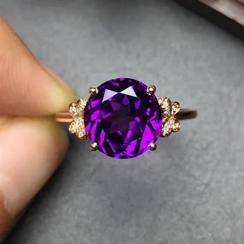 

Fine Jewelry Real 18K Gold AU750 100% Natural Amethyst Gemstone Female Rings for Women Fine Ring