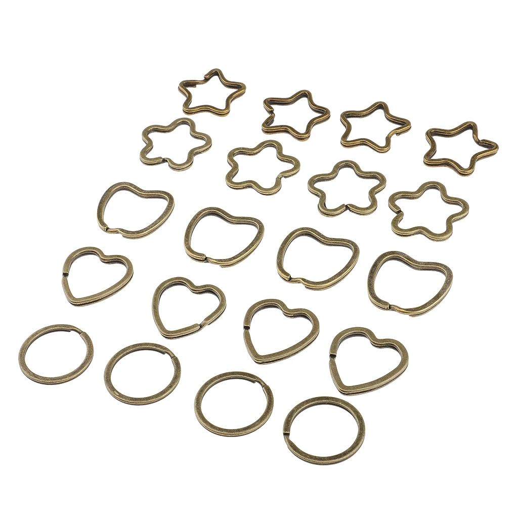 20 Pieces Alloy Bronze SPILT KEY RING Key Chain Small Ring Finding Mixed Style