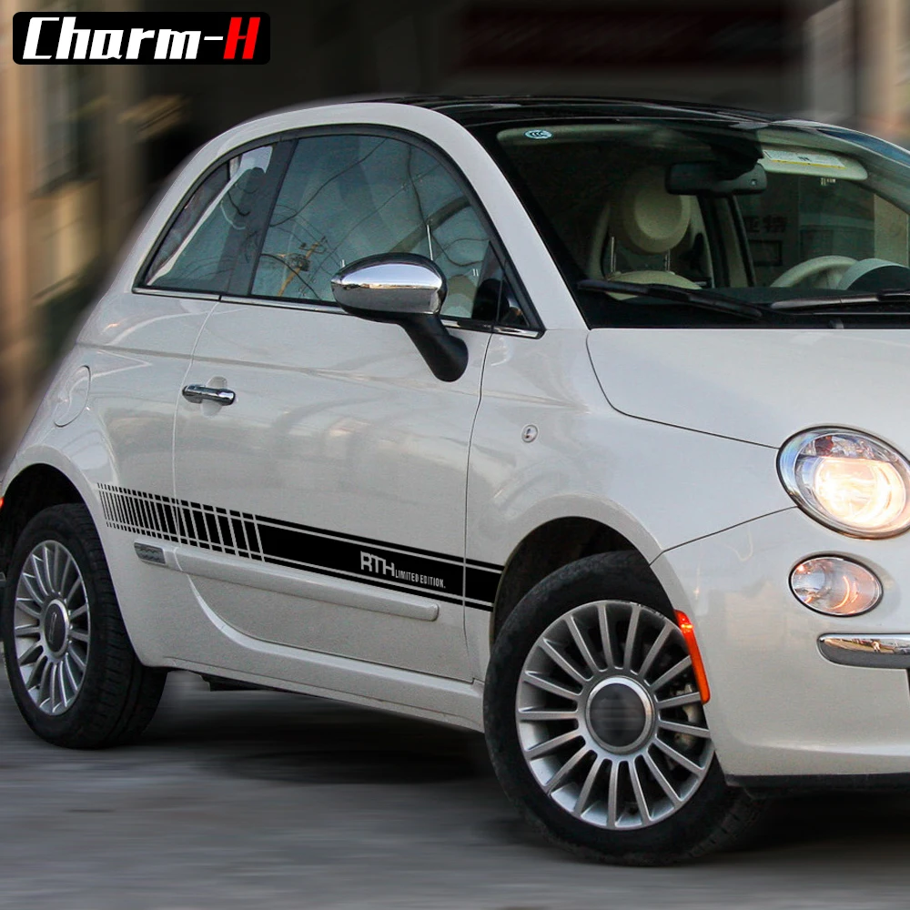 2 шт. наклейки на боковую юбку автомобиля FIAT 500|Наклейки автомобиль| |