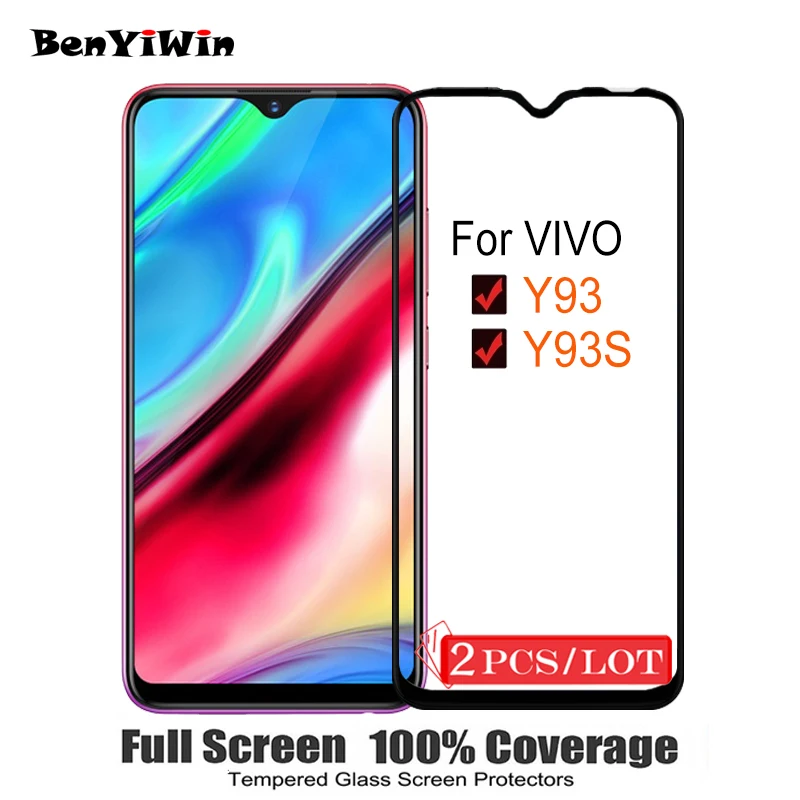 2PCS 100% Original Full Cover Screen Protector Tempered Glass For VIVO Y93 Y93S Protective V1818A V1818T V1818CA Film | Мобильные