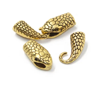 

Antique Silver Gold Lovely Snake End Caps Jewelry Clasp Bracelet Clasps Leather Cord Connectors 10Set/lot F0299