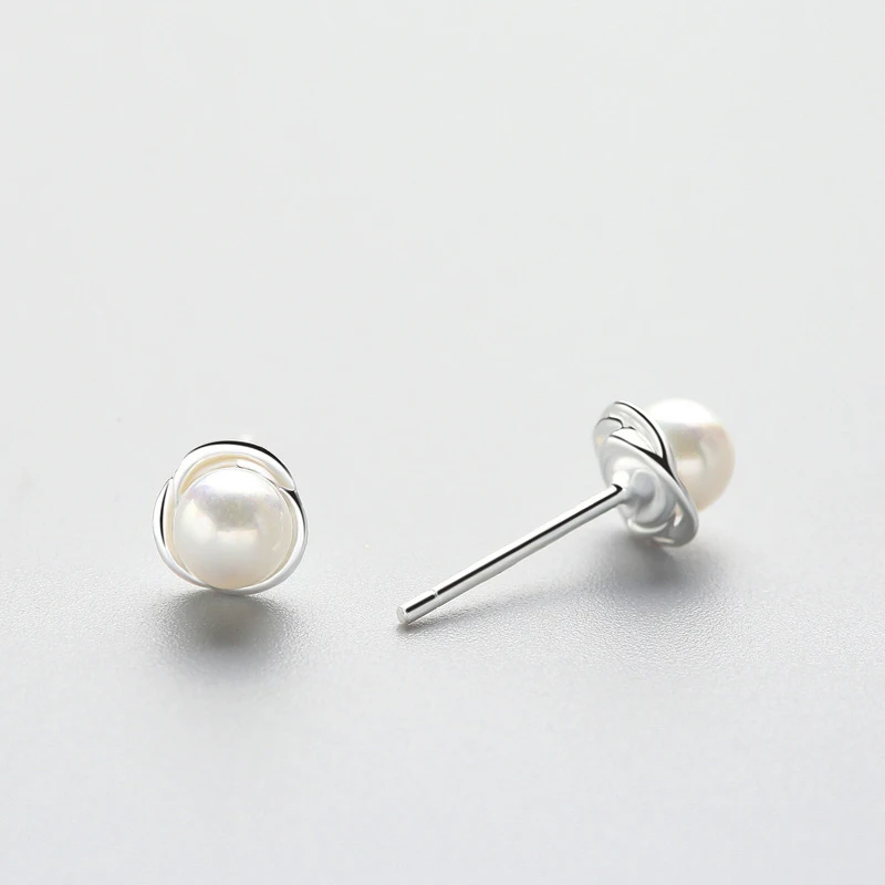 

Fine Jewelry Pearl Flower Stud Earrings For Women Romantic Anniversary Charm 925 Sterling Silver Accessories damao08