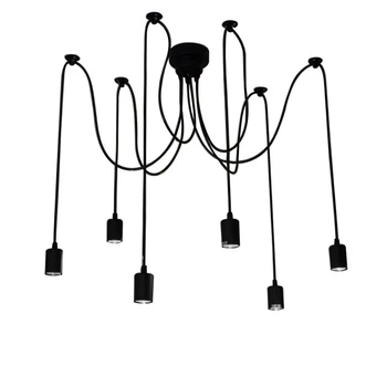 

6 Arms(each with 1.7m wire) Bulb Base Antique Classic Ajustable DIY Ceiling Spider Lamp Light Retro Chandelier Pendant Dining