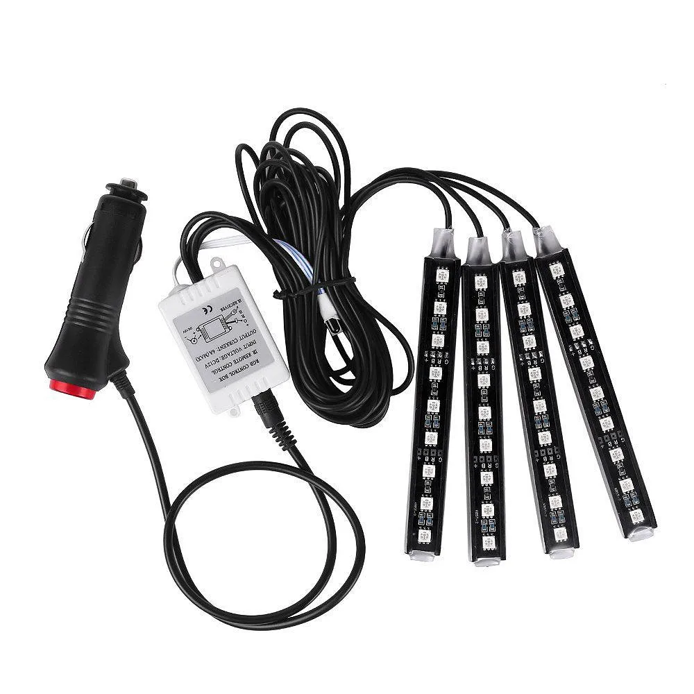 4Pcs 12V Car RGB LED DRL Strip Light 5050SMD Car Auto Remote Control Decorative Flexible LED