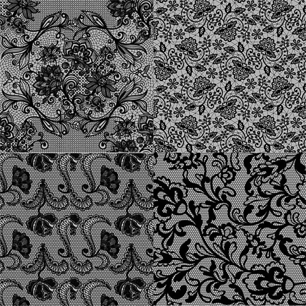 20 шт./компл. 3D DIY наклейки для ногтей из фольги женский черный кружевной цветок ногтевые переводные наклейки из фольги декоративные наклейки для маникюра красота