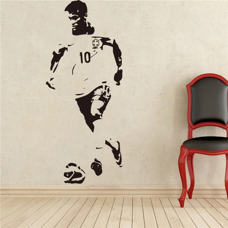 

Home Decor Sports footballer wall stickers PVC Vinyl Removable Art Mural Football Star Neymar boys room wall stickers #T99