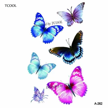 

HXMAN Butterfly Temporary Tattoo Sticker for Women Fashion Sexy Body Art Kids Hand Fake Tatoo Paper 9.8X6cm A-262