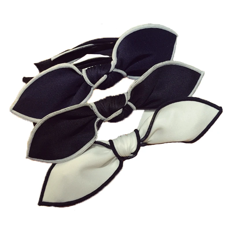 

Sweet Rabbit ears Hair hoop Fashion wide edge hair bands Girls hair accessory Cloth solid color bowknot hair ornaments for Women