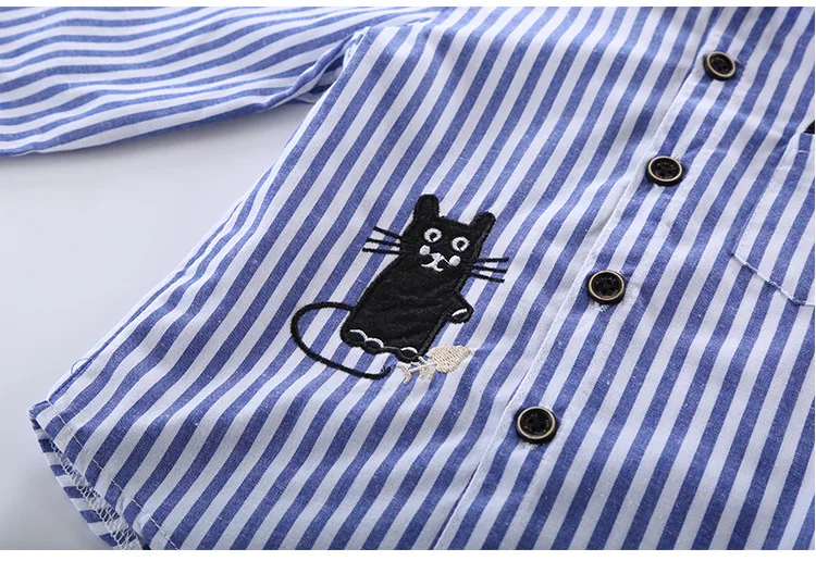 5 Baby Boy Shirts Cartoon Shirts Kitty Embroidered Cotton Girls Blouse Party Toddler Long Sleeve Tops Outwear Children Clothing