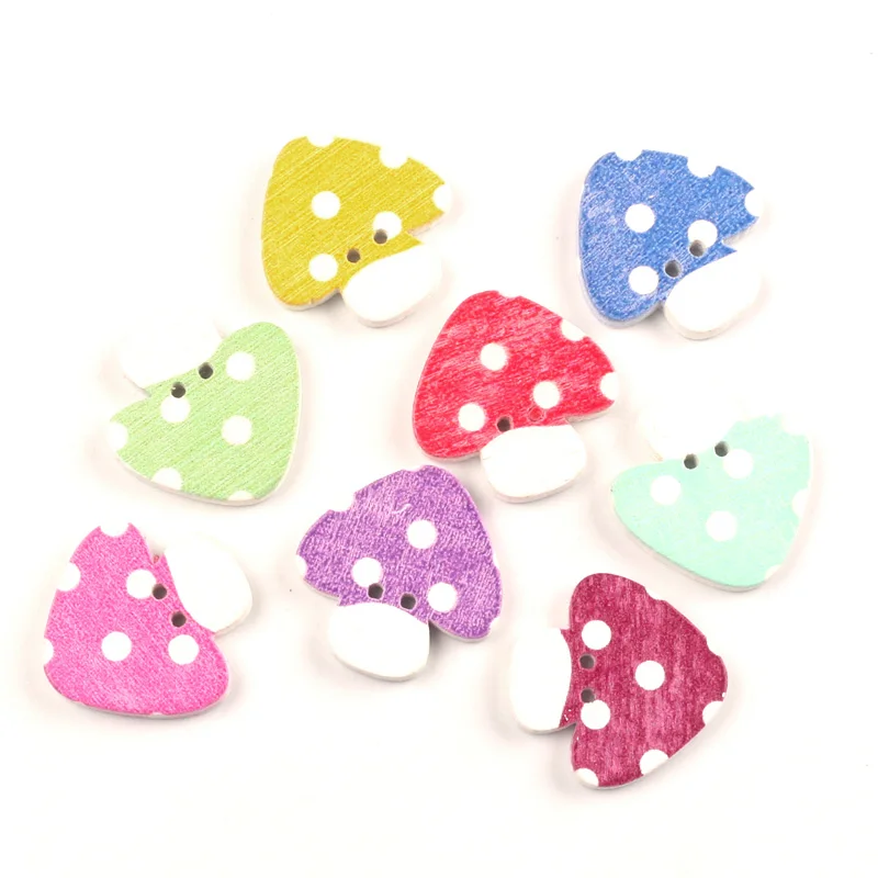 

50pcs Mixed 23X22mm Wooden Mushroom Buttons For Clothing Needlework Scrapbooking Wood Decorative Crafts Diy Accessories
