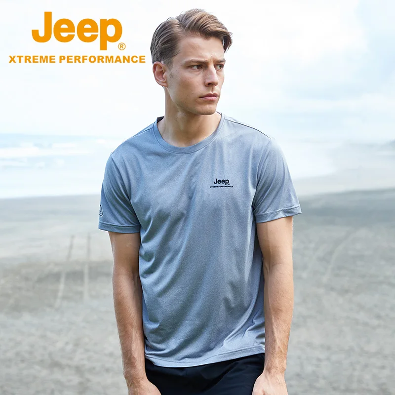 Джип свободный большой размер скорость сушилка для мужчин дышащий Открытый Бег быстро сухой футболка с джипом короткий рукав пот - Цвет: grey562