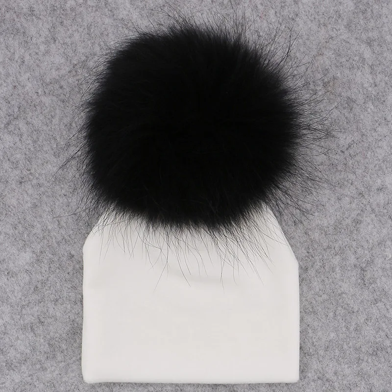 GZHILOVINGL Real Fur Pom Pom Baby Girls Boys Hat Warm Winter Knitted Velvet Hat Toddler Kids Soft Thick Flannel Beanies Pompoms