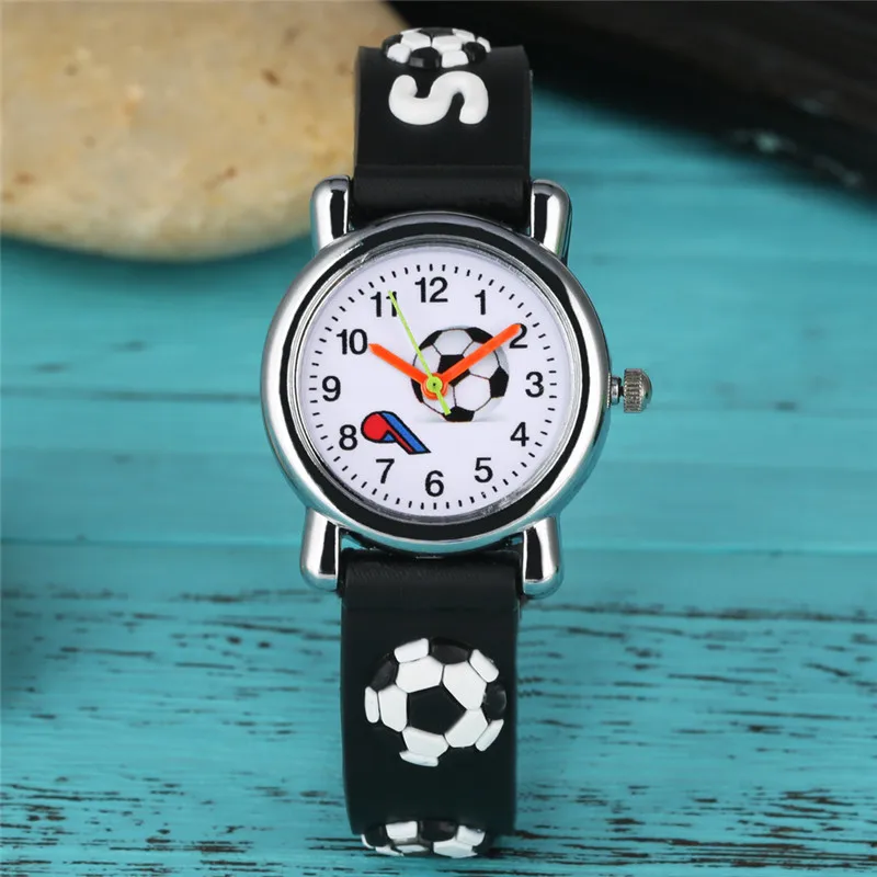 3D Cartoon Children Watch Quartz Analog Cute Black Football Sillicone Band Kids Watches Small Dial Boys Gift orologio bambino