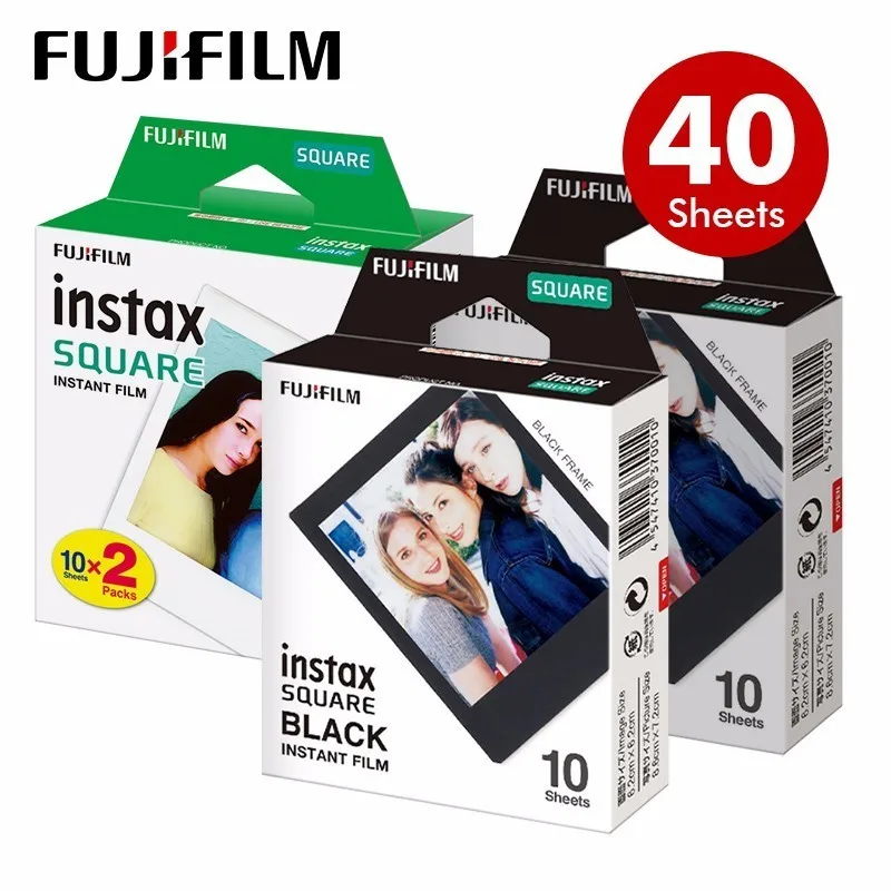 Fujifilm Instax квадратный мгновенный белый край пленка 10 листов для Fuji SQ10 Гибридный формат камеры - Цвет: 40 Sheets