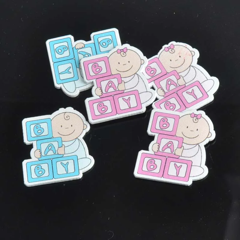

Blue/pink Baby painted Wood Handmade Wooded Handmade Craft Scrapbooking Accessories 20pcs 31x35mm MT0627