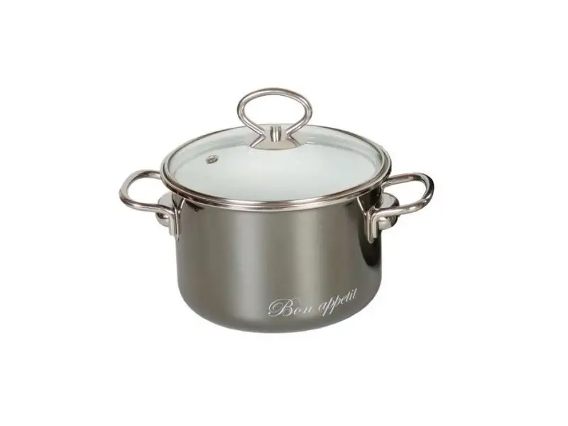 Кастрюля VITROSS, Bon appetit, 4 л, со стеклянной крышкой, мокрый асфальт