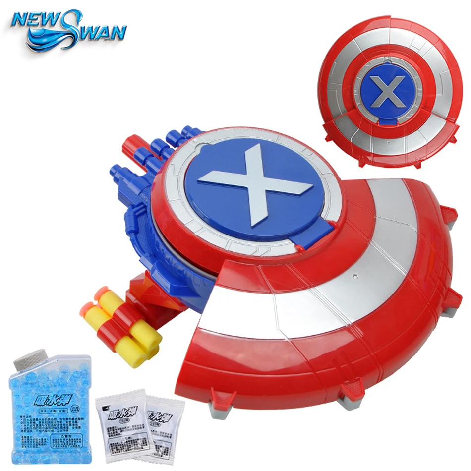 3432 25 De Réductionles Avengers Bouclier Pistolet à Eau Avec Des Lunettes Doux Et Leau Balles Capitaine Amérique Bouclier Tir Eau Cristal