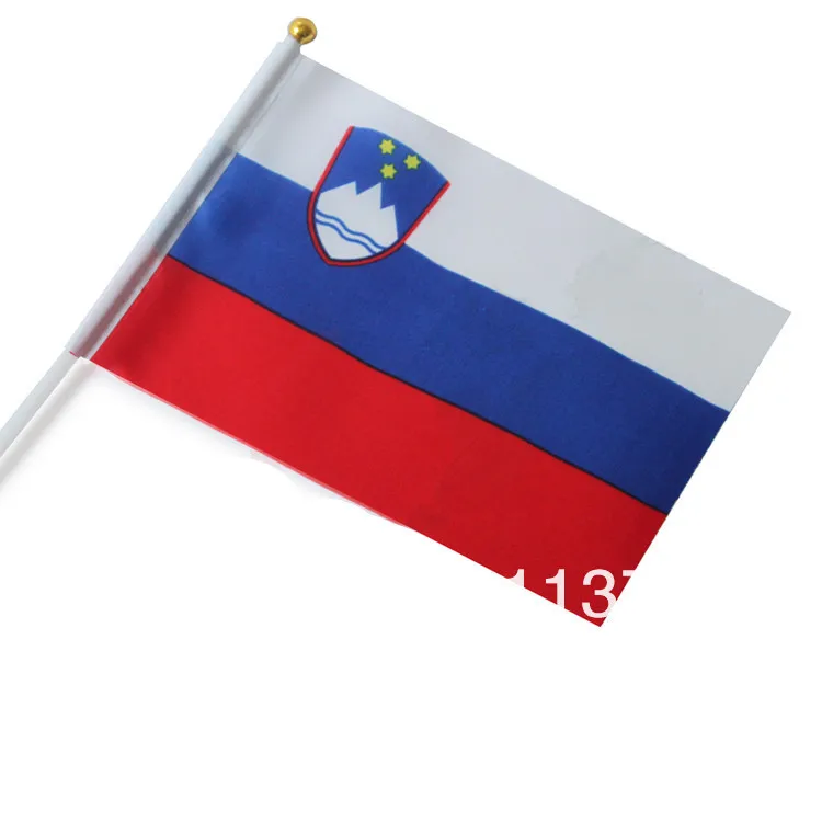Национальные флаги, словенские, хорватские, латвийские, латвийские, русские флаги 14*21 см, пластиковые шесты - Цвет: Slovenia