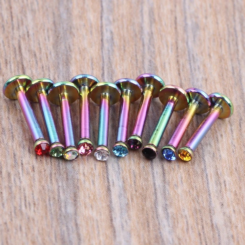 JUNLOWPY Titanium Anodized Stainless 16G Labret Monroe Lip Rings Body Jewelry Tragus Helix Piercing Earring Studs Barbell 100pcs