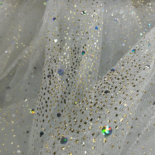 

Gold Silver Gilt Bright Gauze Cloth Laser Magic Stage Dress Skirt Fabric Material Bazin Riche Getzner African Fabric for Dress