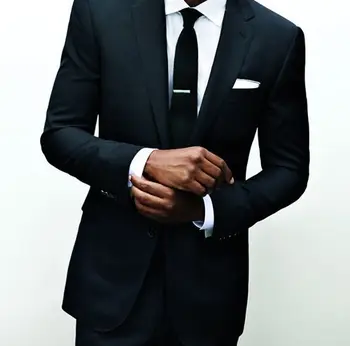 

Autumn Black Groom Tuxedos Slim Fit Italian Style Wedding Prom Dinner Suits For Men 2 Piece Groomsman Wear Slim Fit Blazer terno