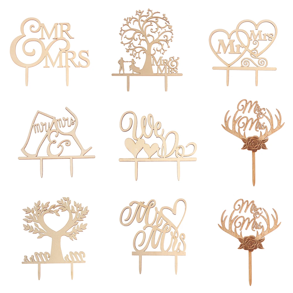 

"Mr and Mrs" Vintage Rustic Wedding Cake Topper Laser Cut Wood letters Wedding Cake Decorations Favors Supplies Engagement Gifts