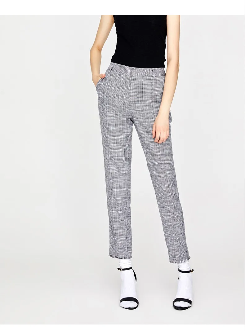 Toyouth New Autumn Plaid Women Pants Casual Formal Office Ladies Trousers Straight Korean Stylish Pantalones Mujer