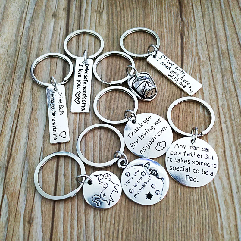 Keyring Couple Friend Gift Thank You for Loving Me As Your Own Letter Keychain