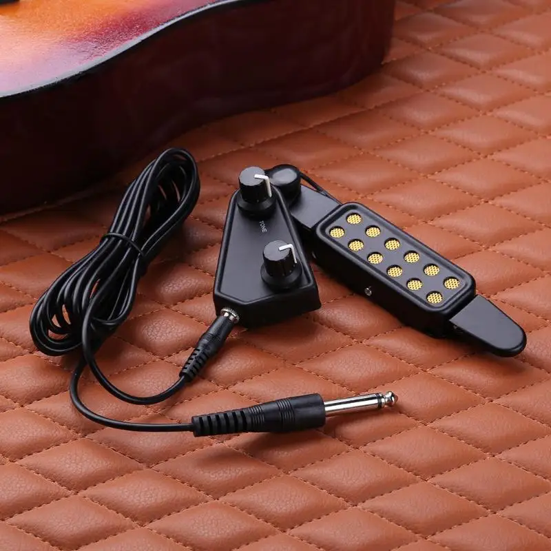 Регулируемый громкость 12 отверстий звукосниматель Микрофон проводной усилитель динамик для акустической гитары с соединительным проводом гитарные части