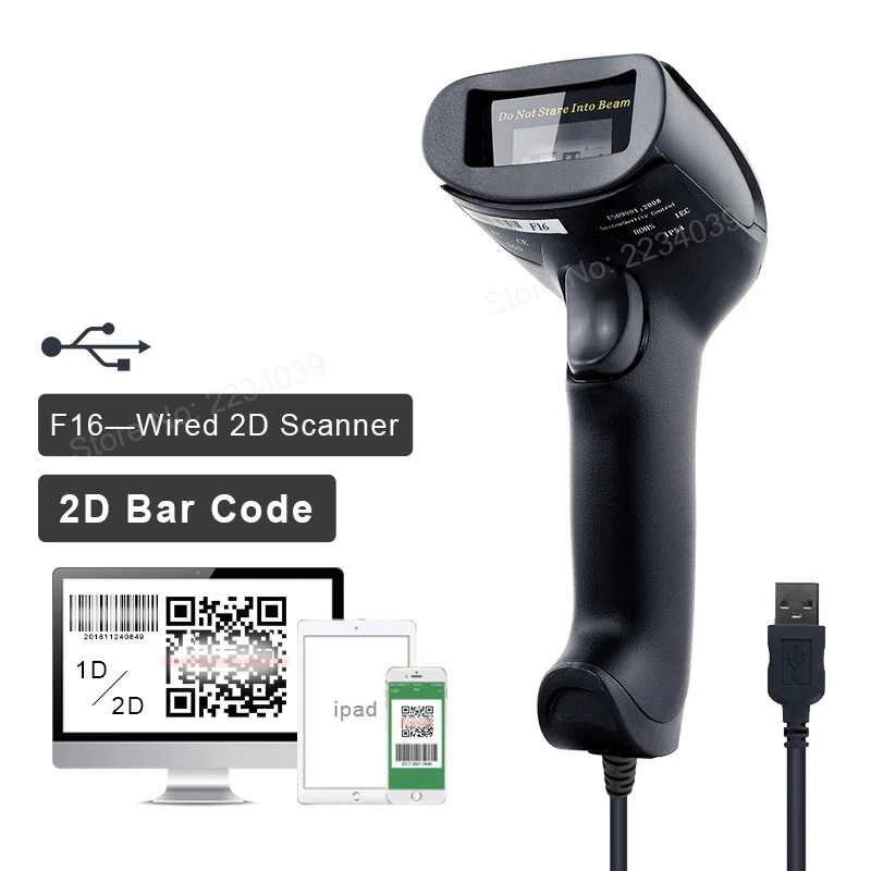 يده Wirelress الباركود ماسحة 1D/2D QR بار قانون القارئ ل المحمول الدفع شاشة الكمبيوتر F18