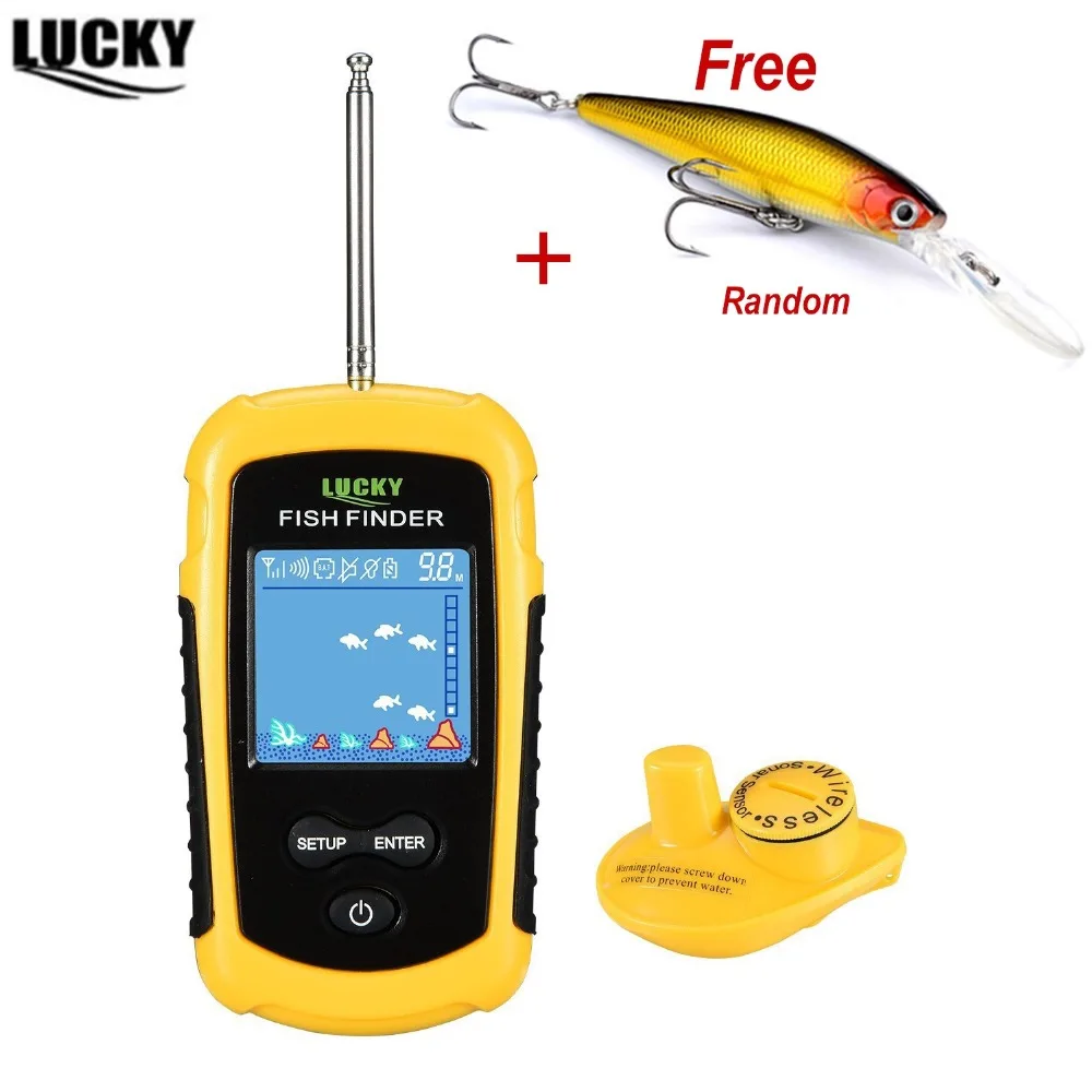 Lucky FFCW1108 1 wireless Fishfinder 120 meters Deeper Potable sonar sensor deeper Fish Finder