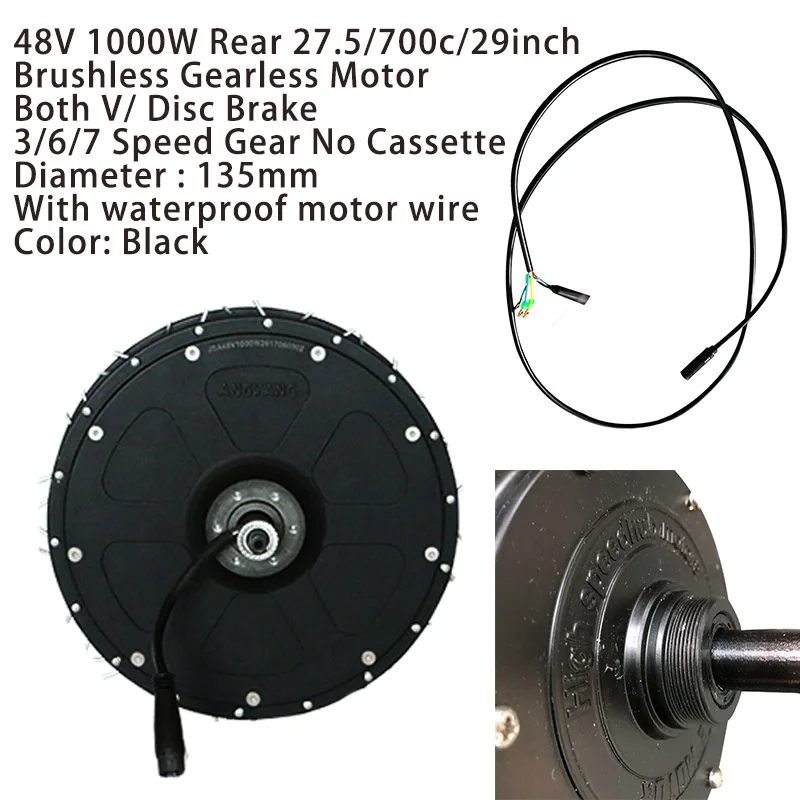 Мощный высокое Скорость 48V 1000W Шестерни меньшей степени не Шестерни мотор для центрального движения жира 4,0 шин 55км/ч 500 Вт бесщеточным двигателем сзади спереди Электрический велосипед мотор комплект - Цвет: 48V1000W GL REAR700