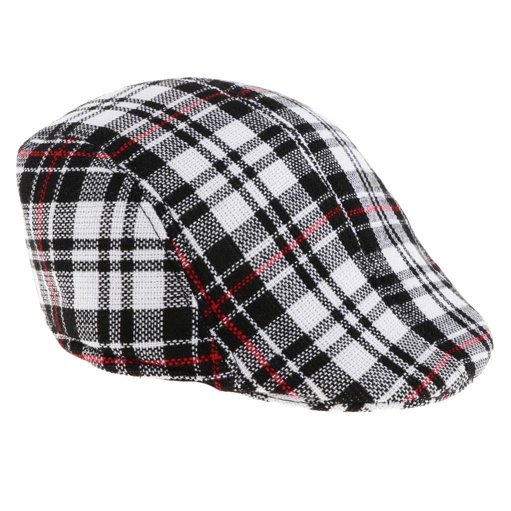 2 шт., винтажная хлопковая клетчатая плоская кепка Gatsby Newsboy, британский стиль, берет-козырек для маленьких мальчиков, черный+ красный