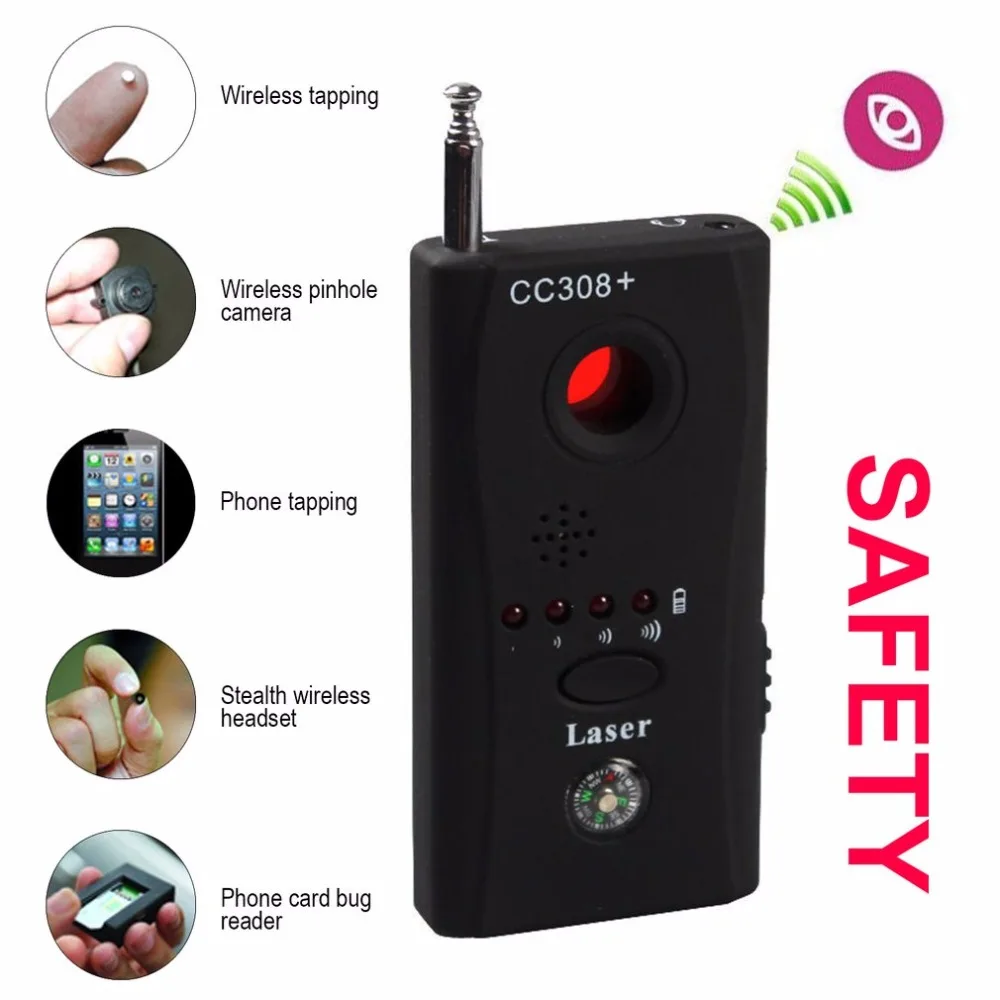 

LESHP CC308+ Full Range Wireless Camera GPS Anti-Spy Bug Detect RF Signal Detector GSM Device Finder EU US Plug built-in Battery