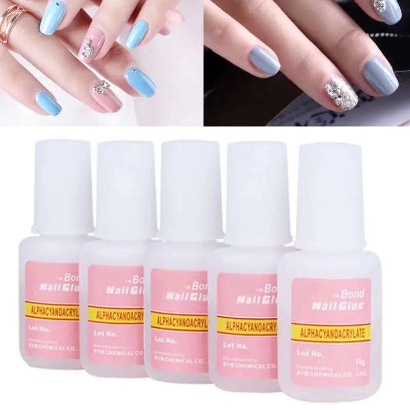 1/5 Pcs Fake Nails Glue Good Quality Pink Bottles of Nail Gluein Nail