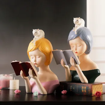 

2Color Resin Home Decoration Accessories Modern Reading Girl For Living Room декор для домашнего интерьера P0073