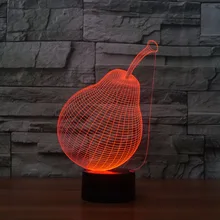 Рождественский креативный фруктовый дизайн ночник лампа красочный градиент атмосферная лампа Прямая поставка груша 3D светодиодный акриловый ночник