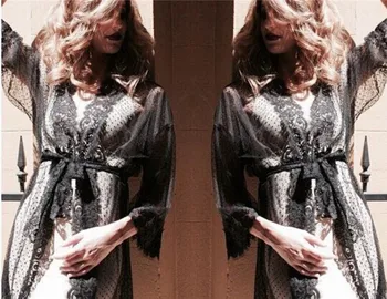 

Women's Lace Robe Bathrobe Sexy Nightwear Summer Thin Robe