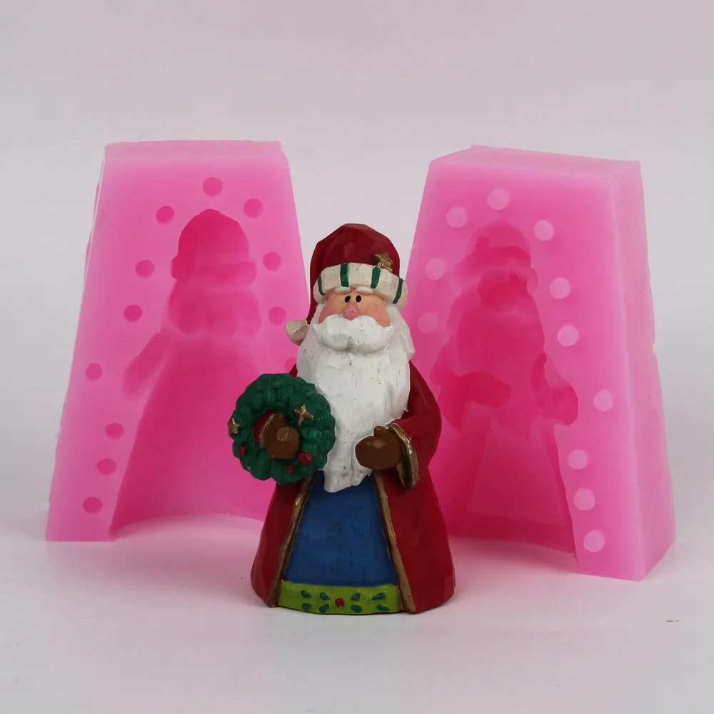 

3D Christmas Mold Silicone Candle Christmas Santa Claus Trumpet Silicone Cake Mold E415