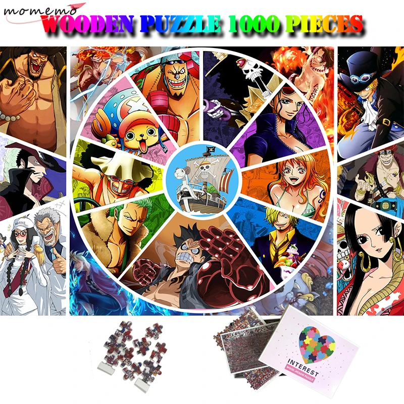 

MOMEMO Cartoon Anime Jigsaw Puzzle Adults 1000 Pieces Wooden Puzzle Funny One Piece Puzzles Toys for Kids Adults Children Gifts