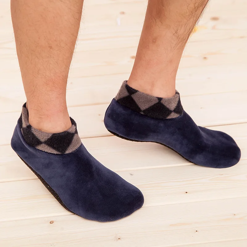 Uwback/зимние мужские носки; флисовые теплые носки-тапочки; зимние Нескользящие модные носки-тапочки для взрослых; 1 пара/лот; мужские носки; XA500